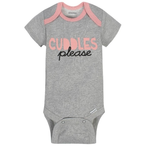 Cuddles Please Short Sleeve Onesie - Gray - Picture 2 of 4